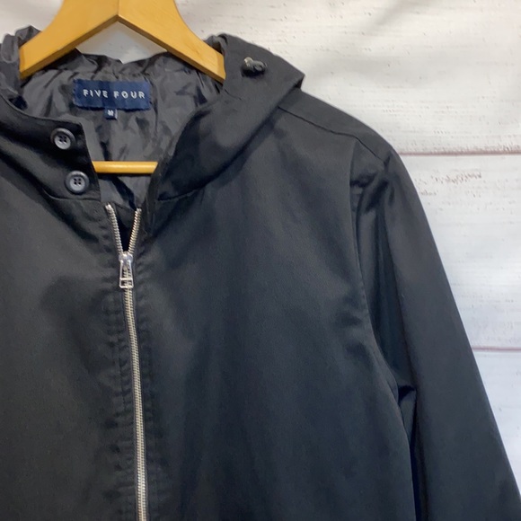 Men's black Five Four brand hooded jacket - zip front with pockets Medium - Picture 4 of 10